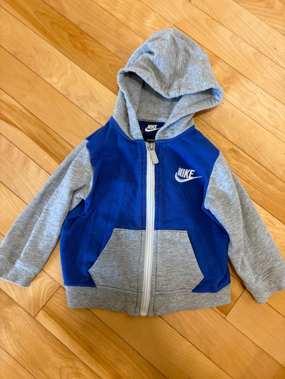 Baby Nike zip up Hoodie Blue Grey Size 6-9 months